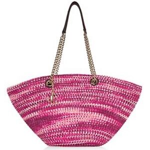 Jimmy Choo Pink Raffia Tote